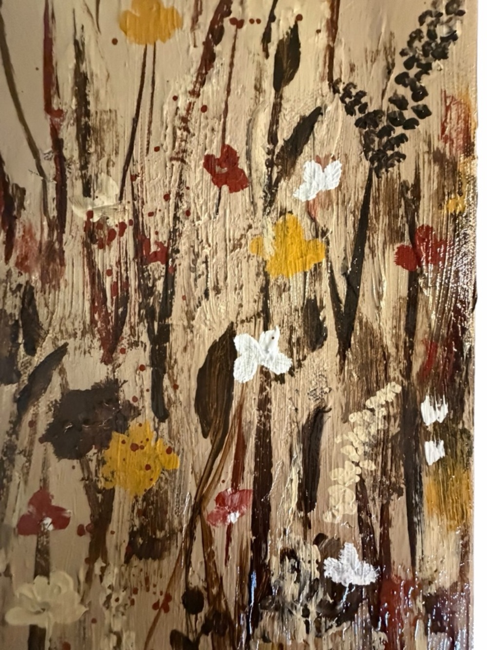 Original Artwork Acrylic’s On Canvas Neutral Floral Meadow Wall Art 12x24" - Picture 12 of 15